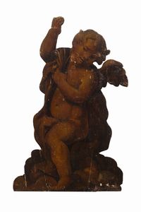 Coppia di antiche sculture lignee policrome raffiguranti angeli  - Asta Incanti d'arte - Associazione Nazionale - Case d'Asta italiane