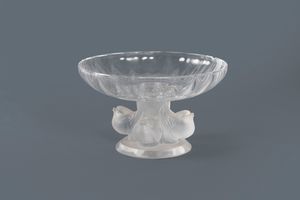 LALIQUE - Coppa in cristallo con uccellini, secolo XX