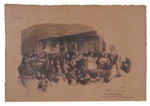 Carlo Cattaneo : Studio per disegno grande formato  - Asta Asta a tempo di Arte Moderna e Contemporanea - Associazione Nazionale - Case d'Asta italiane