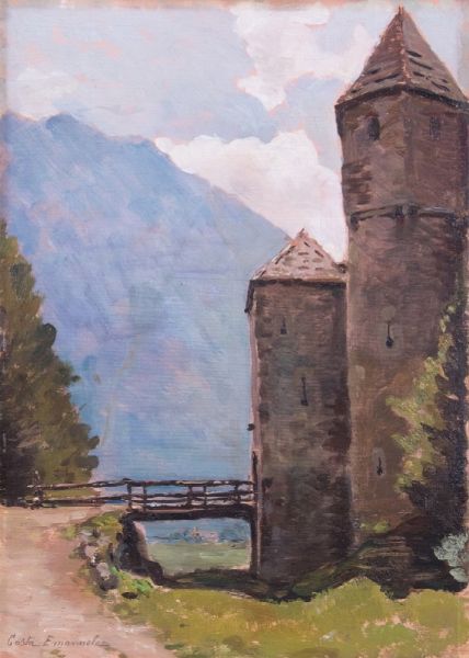 Castello con ponte  - Asta PARADE II - Dipinti del XIX e XX secolo  - Associazione Nazionale - Case d'Asta italiane