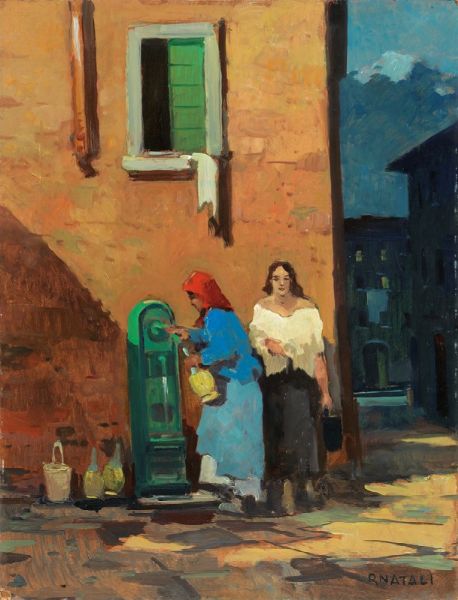 Donne alla fontana  - Asta PARADE II - Dipinti del XIX e XX secolo  - Associazione Nazionale - Case d'Asta italiane