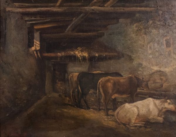 Interno di stalla con mucche  - Asta PARADE II - Dipinti del XIX e XX secolo  - Associazione Nazionale - Case d'Asta italiane