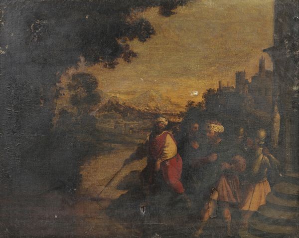 ARTISTA DEL XVIII SECOLO : Paesaggio con personaggi  - Asta Asta 395 | ARTE ANTICA E DEL XIX SECOLO Online - Associazione Nazionale - Case d'Asta italiane