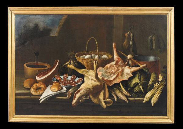 NANI GIACOMO (1701 - 1770) : Natura morta con salami, selvaggina e uova  - Asta Asta 395 | ARTE ANTICA E DEL XIX SECOLO Online - Associazione Nazionale - Case d'Asta italiane