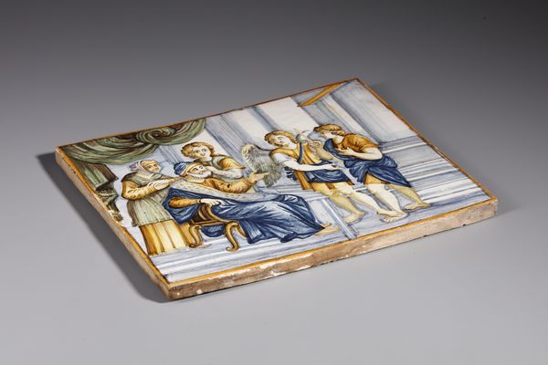 CASTELLI D'ABRUZZO, XVIII SECOLO : Placca in maiolica policroma raffigurante scena biblica  - Asta Asta 395 | ARTE ANTICA E DEL XIX SECOLO Online - Associazione Nazionale - Case d'Asta italiane