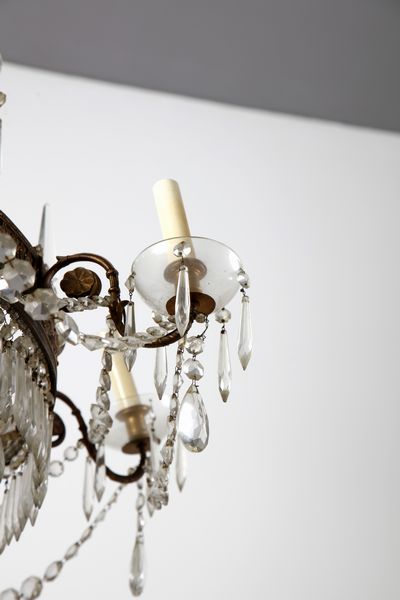 MANIFATTURA DEL XIX SECOLO : Grande lampadario in stile Impero in metallo e cristallo  - Asta Asta 395 | ARTE ANTICA E DEL XIX SECOLO Online - Associazione Nazionale - Case d'Asta italiane