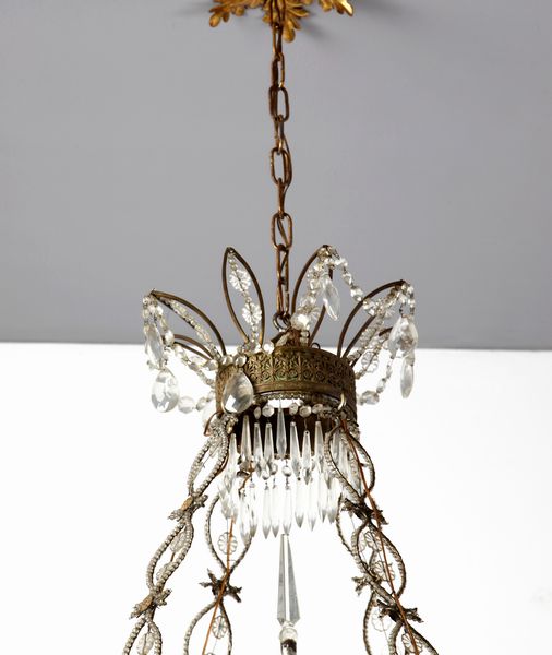 MANIFATTURA DEL XIX SECOLO : Grande lampadario in stile Impero in metallo e cristallo  - Asta Asta 395 | ARTE ANTICA E DEL XIX SECOLO Online - Associazione Nazionale - Case d'Asta italiane