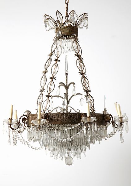 MANIFATTURA DEL XIX SECOLO : Grande lampadario in stile Impero in metallo e cristallo  - Asta Asta 395 | ARTE ANTICA E DEL XIX SECOLO Online - Associazione Nazionale - Case d'Asta italiane