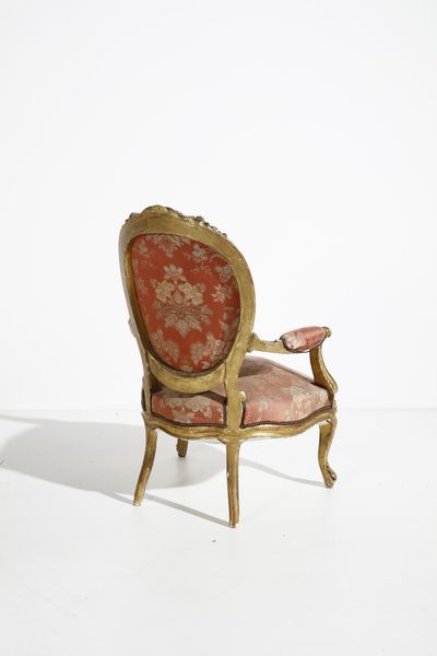 MANIFATTURA DEL XIX SECOLO : Salotto composto da cinque elementi in legno intagliato e dorato in stile Luigi XV  - Asta Asta 395 | ARTE ANTICA E DEL XIX SECOLO Online - Associazione Nazionale - Case d'Asta italiane