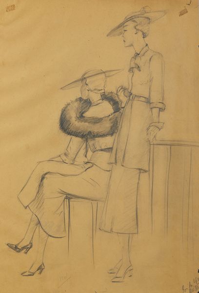 ARTISTA DEL XX SECOLO : Due studi di figure femminili in abbigliamento anni '30  - Asta Asta 395 | ARTE ANTICA E DEL XIX SECOLO Online - Associazione Nazionale - Case d'Asta italiane