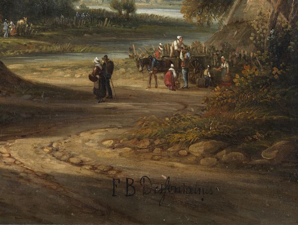DESFONTAINES (XIX SECOLO) F.B. : Paesaggio con contadini  - Asta Asta 395 | ARTE ANTICA E DEL XIX SECOLO Online - Associazione Nazionale - Case d'Asta italiane