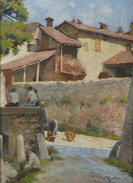AROLDI TOMMASO (1870 - 1928) : Cascinale con personaggi  - Asta Asta 395 | ARTE ANTICA E DEL XIX SECOLO Online - Associazione Nazionale - Case d'Asta italiane