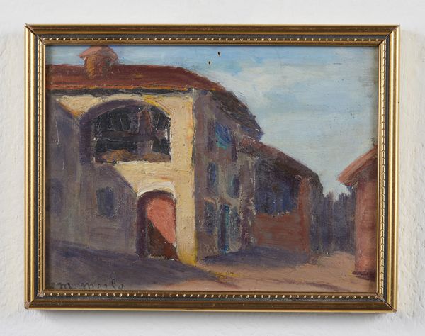 MERLO METELLO (1886 - 1964) : Scorcio di paese  - Asta Asta 395 | ARTE ANTICA E DEL XIX SECOLO Online - Associazione Nazionale - Case d'Asta italiane