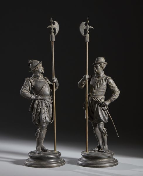 BRONZISTA DEL XIX-XX SECOLO : Coppia di armigeri in abiti rinascimentali  - Asta Asta 395 | ARTE ANTICA E DEL XIX SECOLO Online - Associazione Nazionale - Case d'Asta italiane