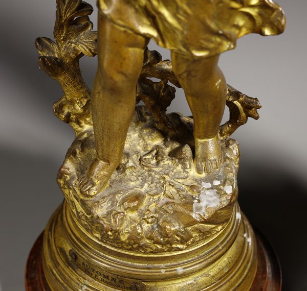 RANCOULET ERNEST (1842 - 1918) : Da un modello di. Coppia di candelabri in bronzo dorato in forma di amorini alati reggifiaccola (allegorie di Autunno e Primavera)  - Asta Asta 395 | ARTE ANTICA E DEL XIX SECOLO Online - Associazione Nazionale - Case d'Asta italiane