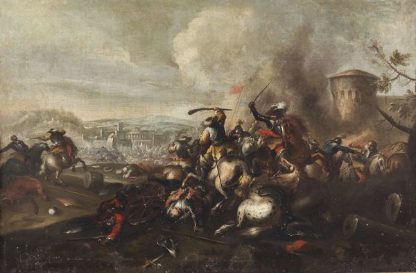 ARTISTA DEL XVII SECOLO : Scena di battaglia  - Asta Asta 395 | ARTE ANTICA E DEL XIX SECOLO Online - Associazione Nazionale - Case d'Asta italiane