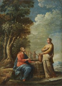 ARTISTA ITALIANO DEL XVII-XVIII SECOLO - Cristo e la Samaritana al pozzo
