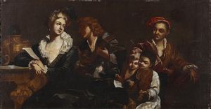 TRAVERSI GASPARE (1722 - 1769) : Ambito di. La serenata  - Asta Asta 395 | ARTE ANTICA E DEL XIX SECOLO Online - Associazione Nazionale - Case d'Asta italiane