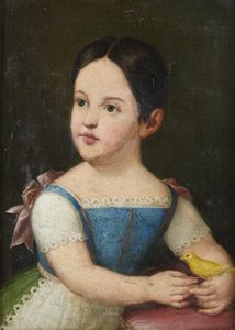 ARTISTA DEL XVIII SECOLO - Ritratto di bambina con canarino