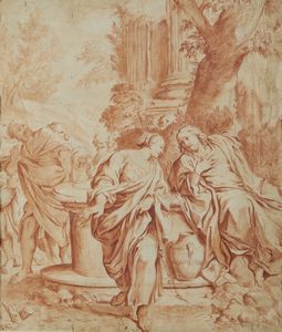 CARRACCI ANNIBALE (1560 - 1609) - Da un modello di. Cristo e la Samaritana al pozzo