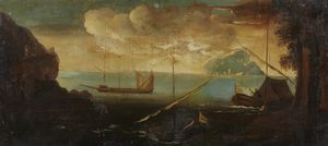 ARTISTA DEL XVIII SECOLO - Marina con barche