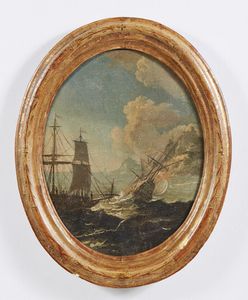 ARTISTA DEL XVIII SECOLO : Marina con barche e personaggi  - Asta Asta 395 | ARTE ANTICA E DEL XIX SECOLO Online - Associazione Nazionale - Case d'Asta italiane