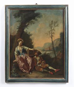 ARTISTA VENETO DEL XVIII SECOLO : Scena galante in un paesaggio  - Asta Asta 395 | ARTE ANTICA E DEL XIX SECOLO Online - Associazione Nazionale - Case d'Asta italiane