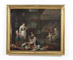 ARTISTA DEL XVIII SECOLO : Scena d'interno  - Asta Asta 395 | ARTE ANTICA E DEL XIX SECOLO Online - Associazione Nazionale - Case d'Asta italiane