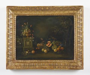 ARTISTA ITALIANO DEL XIX SECOLO - Natura morta di fiori e frutta