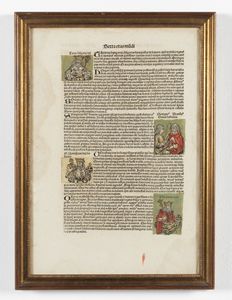WOHLGEMUTH MICHAEL (1434 - 1519) : Pagina tratta dal Liber Chronicarum o Cronache di Norimberga  - Asta Asta 395 | ARTE ANTICA E DEL XIX SECOLO Online - Associazione Nazionale - Case d'Asta italiane