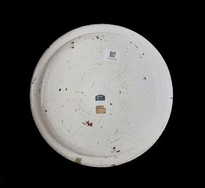 CASTELLI D'ABRUZZO, XVIII-XIX SECOLO : Piatto in maiolica con stemma dei marchesi Saladini di Rovetino in policromia entro ghirlanda stilizzata lungo il bordo  - Asta Asta 395 | ARTE ANTICA E DEL XIX SECOLO Online - Associazione Nazionale - Case d'Asta italiane