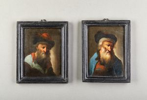 DIETRICH  CHRISTIAN WHILEM ERNST (1712 - 1774) - Attribuito a. Coppia di dipinti raffiguranti ritratto d'uomo con barba