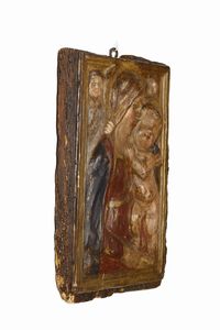 PLASTICATORE CENTROITALIANO DEL XVII SECOLO : Altorilievo in cartapesta policroma raffigurante Madonna con Bambino  - Asta Asta 395 | ARTE ANTICA E DEL XIX SECOLO Online - Associazione Nazionale - Case d'Asta italiane