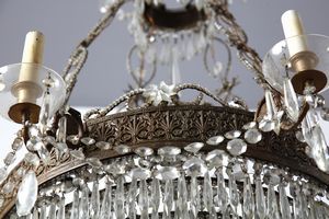 MANIFATTURA DEL XIX SECOLO : Grande lampadario in stile Impero in metallo e cristallo  - Asta Asta 395 | ARTE ANTICA E DEL XIX SECOLO Online - Associazione Nazionale - Case d'Asta italiane