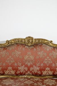 MANIFATTURA DEL XIX SECOLO : Salotto composto da cinque elementi in legno intagliato e dorato in stile Luigi XV  - Asta Asta 395 | ARTE ANTICA E DEL XIX SECOLO Online - Associazione Nazionale - Case d'Asta italiane