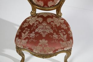 MANIFATTURA DEL XIX SECOLO : Salotto composto da cinque elementi in legno intagliato e dorato in stile Luigi XV  - Asta Asta 395 | ARTE ANTICA E DEL XIX SECOLO Online - Associazione Nazionale - Case d'Asta italiane