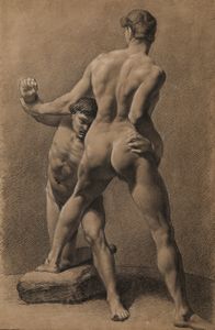 ARTISTA ITALIANO DEL XIX SECOLO - Due lottatori