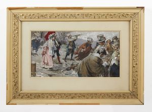 PELLEGRINI RICCARDO (1863 - 1934) : Corteo di paese  - Asta Asta 395 | ARTE ANTICA E DEL XIX SECOLO Online - Associazione Nazionale - Case d'Asta italiane