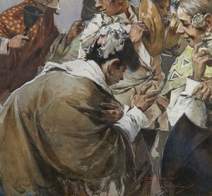 PELLEGRINI RICCARDO (1863 - 1934) : Corteo di paese  - Asta Asta 395 | ARTE ANTICA E DEL XIX SECOLO Online - Associazione Nazionale - Case d'Asta italiane