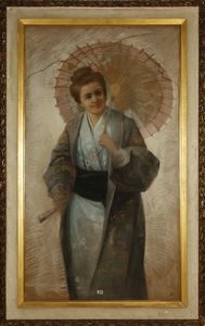 ARTISTA DEL XIX SECOLO - Ritratto di donna in vestiti orientaleggianti