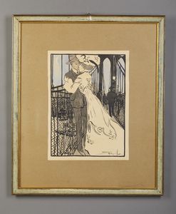 HOOK SANDY (1879 - 1960) : Incontro galante / La Conversazione / Al Caff�  - Asta Asta 395 | ARTE ANTICA E DEL XIX SECOLO Online - Associazione Nazionale - Case d'Asta italiane