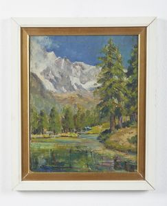 MAGNANI CLOTILDE  (1912 - 2000) : Paesaggio montano con ruscello e alberi  - Asta Asta 395 | ARTE ANTICA E DEL XIX SECOLO Online - Associazione Nazionale - Case d'Asta italiane