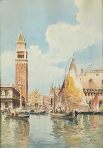 ARTISTA ITALIANO DEL XIX-XX SECOLO - Veduta di Venezia dal bacino di San Marco
