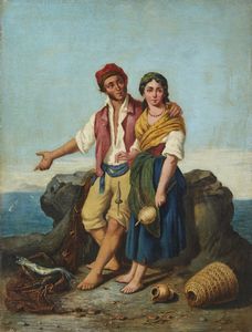 ARTISTA ITALIANO DEL XIX SECOLO - Coppia di personaggi in costume napoletano