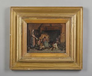 ARTISTA LOMBARDO DEL XIX SECOLO : Scena di vita domestica  - Asta Asta 395 | ARTE ANTICA E DEL XIX SECOLO Online - Associazione Nazionale - Case d'Asta italiane