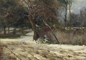 VITALINI FRANCESCO (1865 - 1905) : Paesaggio con alberi  - Asta Asta 395 | ARTE ANTICA E DEL XIX SECOLO Online - Associazione Nazionale - Case d'Asta italiane