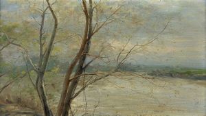 VITALINI FRANCESCO (1865 - 1905) : Paesaggio lagunare con alberi  - Asta Asta 395 | ARTE ANTICA E DEL XIX SECOLO Online - Associazione Nazionale - Case d'Asta italiane