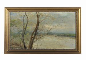 VITALINI FRANCESCO (1865 - 1905) : Paesaggio lagunare con alberi  - Asta Asta 395 | ARTE ANTICA E DEL XIX SECOLO Online - Associazione Nazionale - Case d'Asta italiane