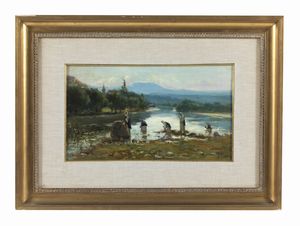 VITALINI FRANCESCO (1865 - 1905) : Lavandaie al fiume  - Asta Asta 395 | ARTE ANTICA E DEL XIX SECOLO Online - Associazione Nazionale - Case d'Asta italiane
