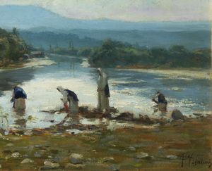 VITALINI FRANCESCO (1865 - 1905) : Lavandaie al fiume  - Asta Asta 395 | ARTE ANTICA E DEL XIX SECOLO Online - Associazione Nazionale - Case d'Asta italiane